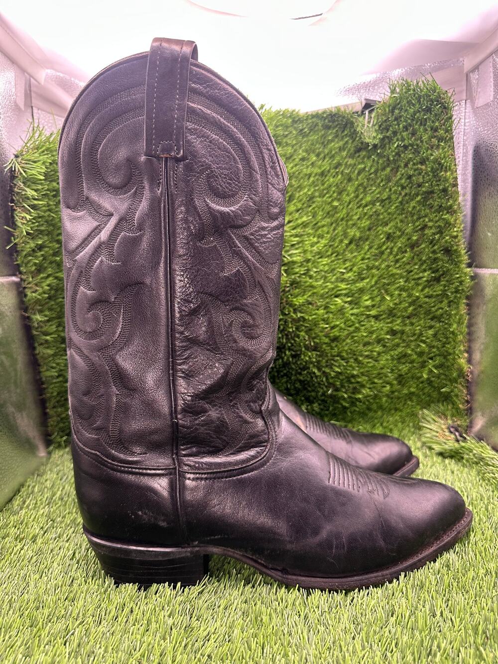 Vintage Tony Lama Ol' Buck CZ820 Western Boot Men's 10D Black Leather Cowboy